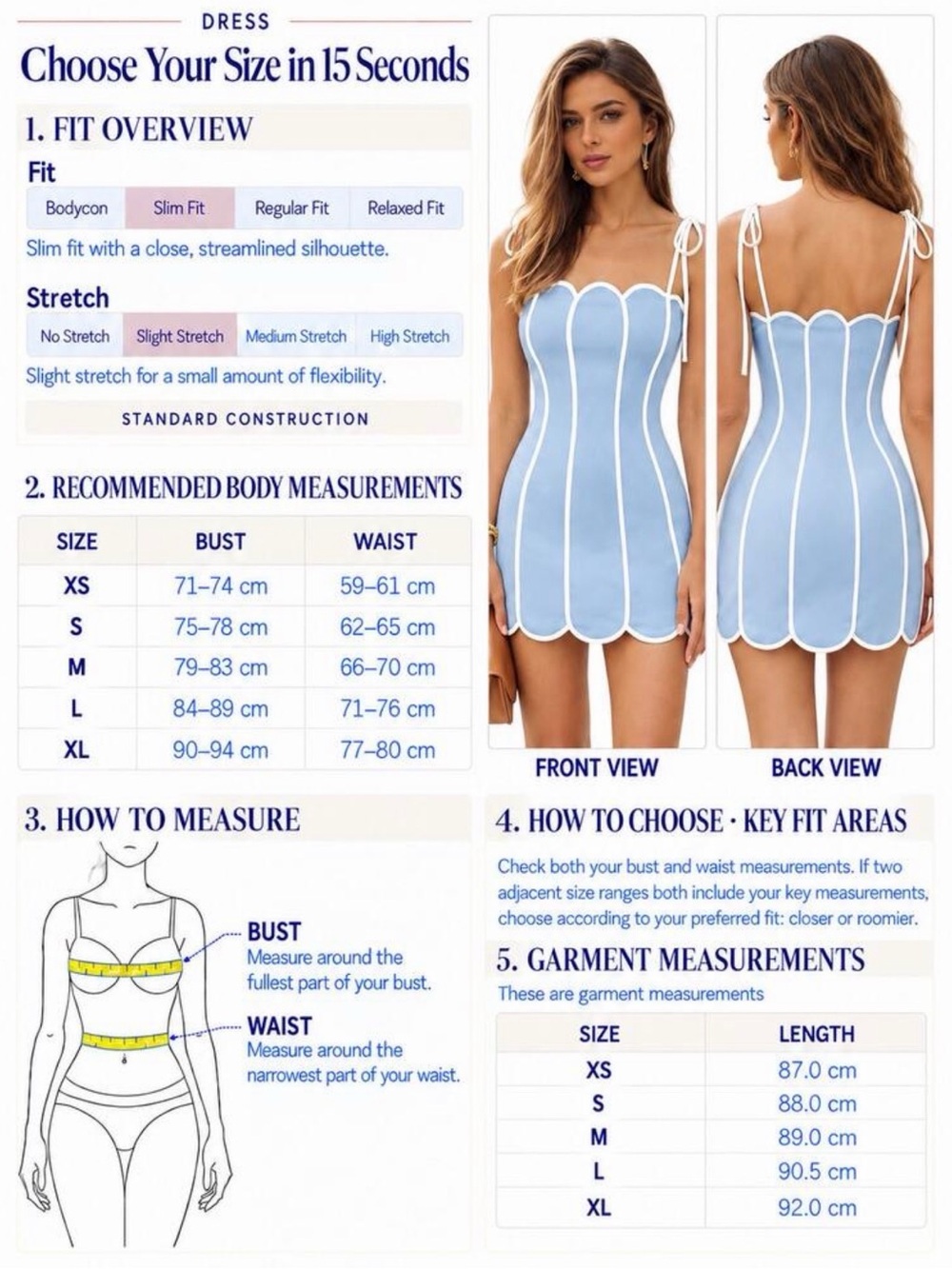 SHEIN Light Blue Scalloped Trim Tie-Shoulder Mini Dress - Picture 5 of 5